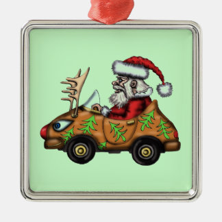 Conductor divertido de Santa en el ornamento del
