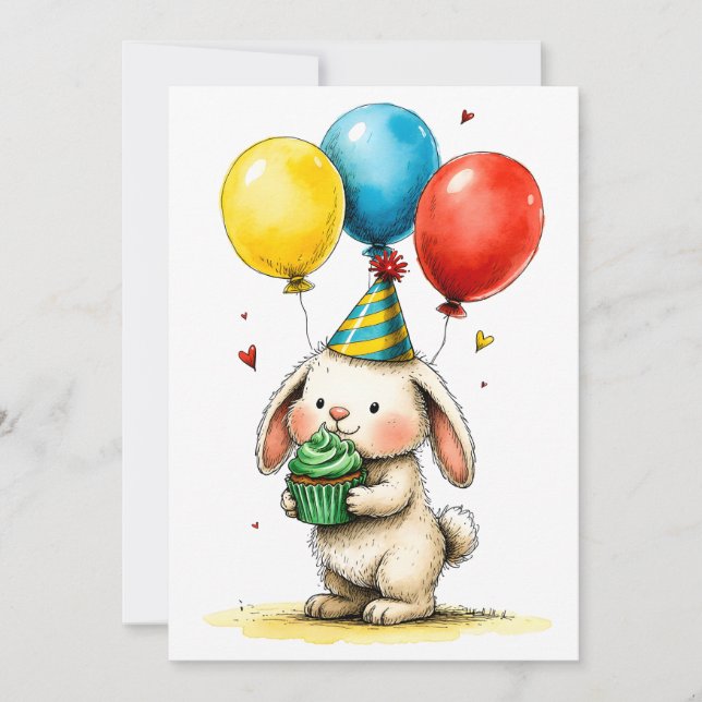 Conejito Adorable con Tarjeta de Cumpleaños Infant (Anverso)