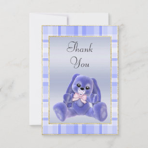 Conejito Azul Adorable Tarjeta de Agradecimiento p