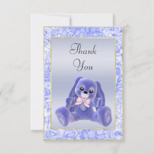 Conejito Azul Adorable Tarjeta de Agradecimiento p