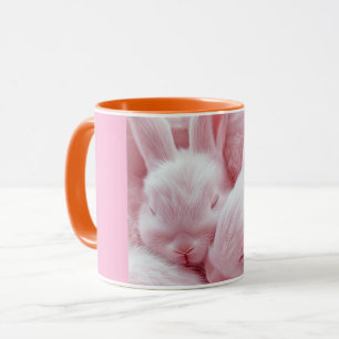Conejito bebé durmiendo Taza rosa Adorable Rabbi