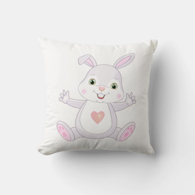 Conejito bebé lindo en almohada blanca (Anverso)