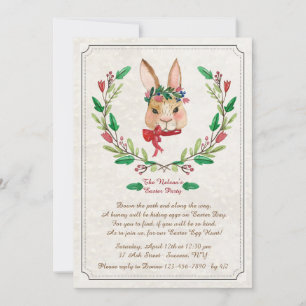 Conejito con la invitación roja de Pascua de la