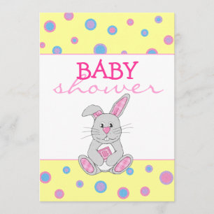 Conejito con la invitación rosada de Baby Shower