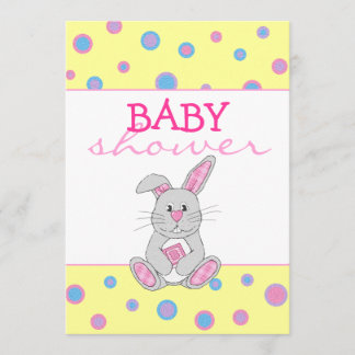 Conejito con la invitación rosada de Baby Shower