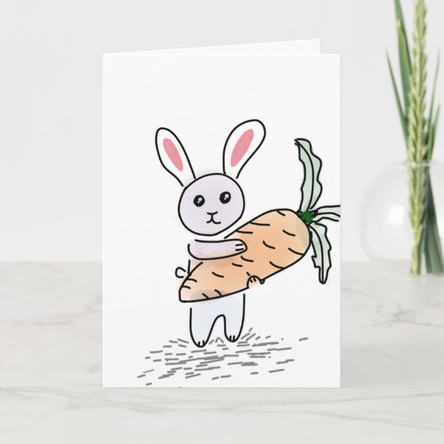 Conejito con la tarjeta de felicitación de la (Anverso)