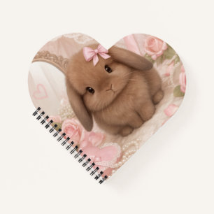 conejito coqueto lazo rosa Cuaderno en espiral