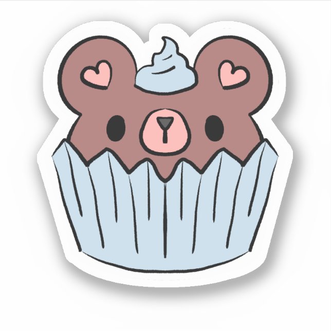 Conejito Cupcake Dulce Kawaii Pegatina (Anverso)