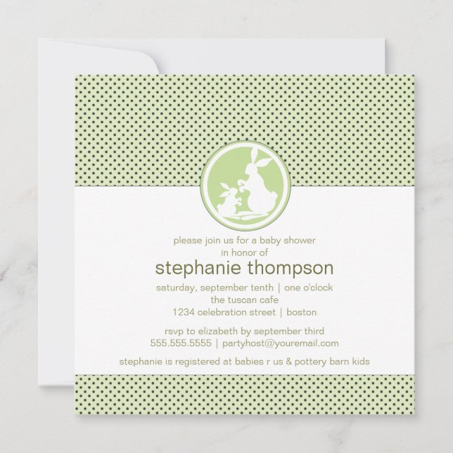 Conejito de la mamá y invitación modernos de Baby (Anverso)