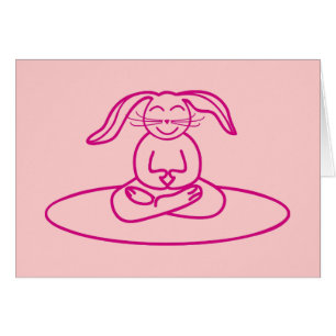 Conejito de la yoga - tarjeta rosada