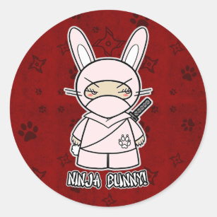 ¡Conejito de Ninja! En pegatina rojo