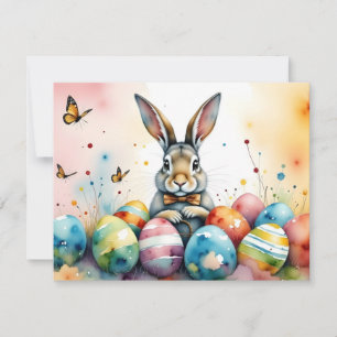 Conejito de Pascua con Huevos Pintados de Colores