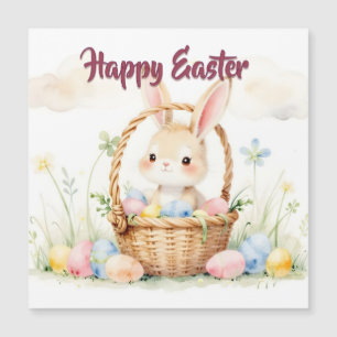 Conejito de Pascua en Cesta con Huevos Coloridos