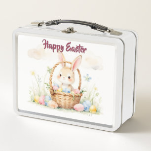 Conejito de Pascua en Cesta con Huevos Coloridos