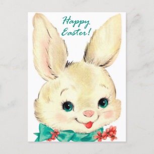 Conejito de Pascua retro adorable tarjeta postal d