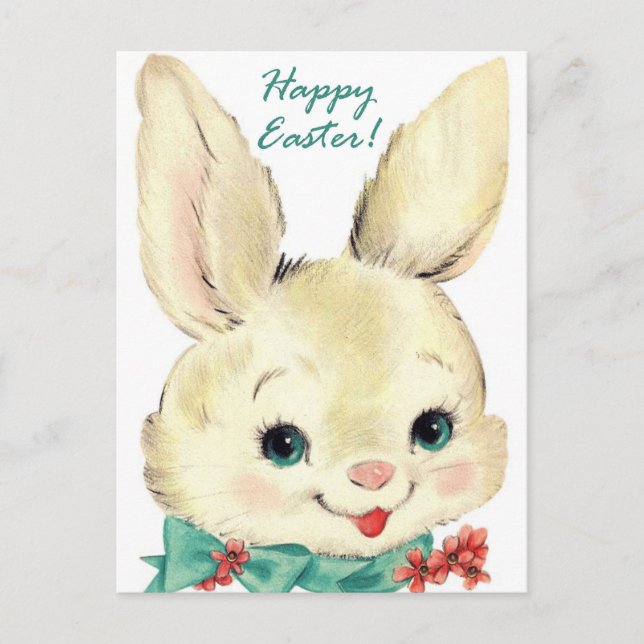 Conejito de Pascua retro adorable tarjeta postal d (Anverso)