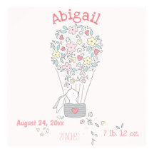 Conejito en globo aerostático con arte de guarderí