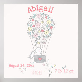 Conejito en globo aerostático con arte de guarderí