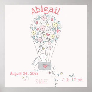 Conejito en globo aerostático con arte de guarderí