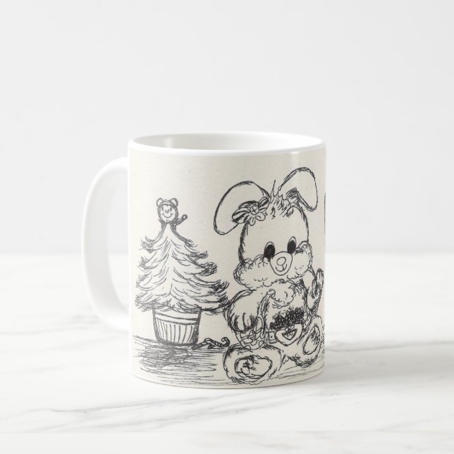 Conejito en una taza de la esquina del bosquejo (Anverso izquierdo)