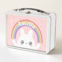Conejito kawaii y arcoiris personalizados