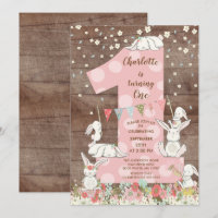 Conejito lindo Chicas grandes Invitación al cumple