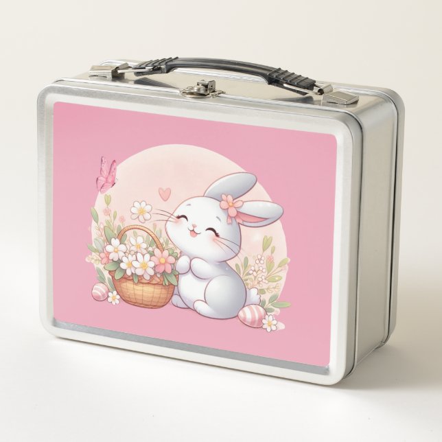 Conejito lindo de primavera/Pascua con huevo (Anverso)