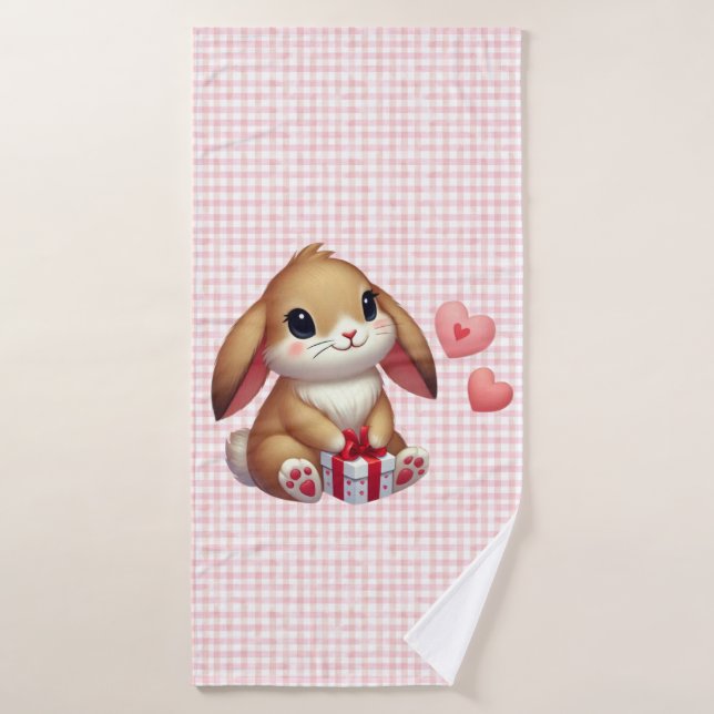 Conejito lindo del día de San Valentín  (Toalla de baño)
