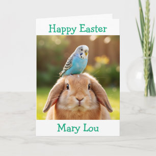Conejito Lindo y Tarjeta Personalizada de Pascua d