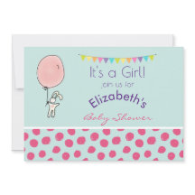 Conejito que sostiene una invitación a un globo Ba