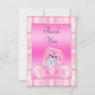 Conejito Rosa Adorable Tarjeta de Agradecimiento p