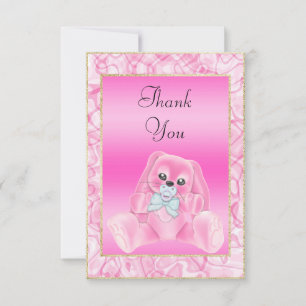 Conejito Rosa Adorable Tarjeta de Agradecimiento p