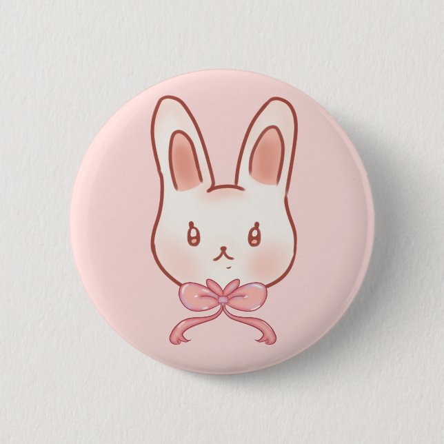 Conejito Rosa Hermoso Broche de Botón (Anverso)