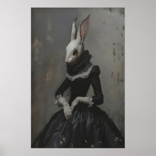 Conejito Señora Victoriana Arte Imprimible, Óleo G