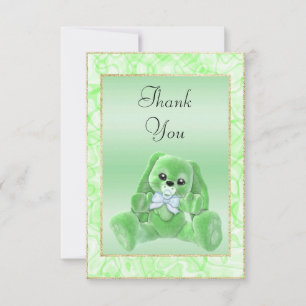 Conejito Verde Adorable Tarjeta de Agradecimiento