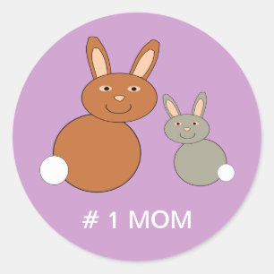 Conejitos de Día de la Madre Número 1 Pegatinas de