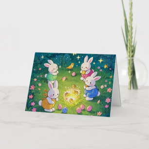 Conejitos de dibujos animados de Pascua escondiend