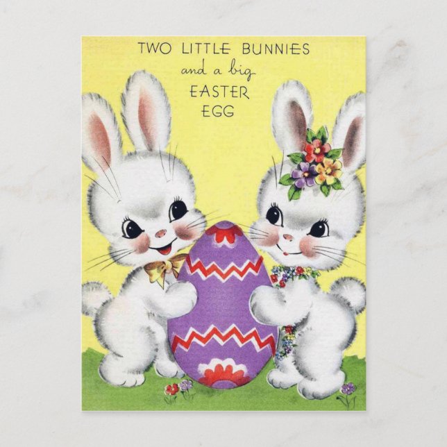 Conejitos de Pascua lindos Tarjeta postal de vacac (Anverso)