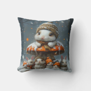 Conejitos Lindos de Invierno con Almohada de Tirar
