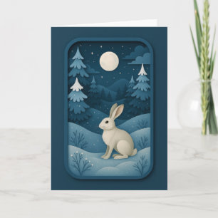 Conejo a la luz de la luna en tarjeta de bosque ne