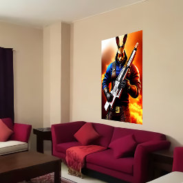 Conejo antropomórfico Soldado | Poster de arte de 
