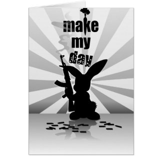 Conejo armado enojado divertido