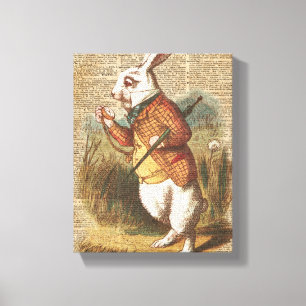 Conejo blanco Alicia en arte del vintage del país