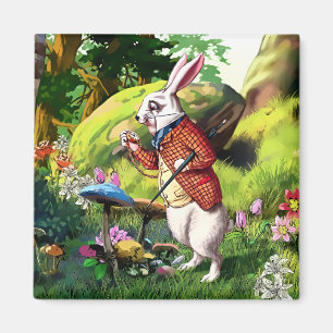 Conejo blanco Alicia en los imanes de Pascua en e