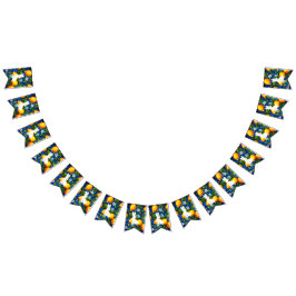 Conejo blanco audaz y pancarta de ramita de Pascua