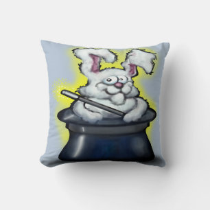 Conejo Blanco Mágico en el Cojín decorativo Top Ha