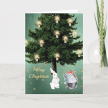 Conejo blanco vintage árbol de Navidad