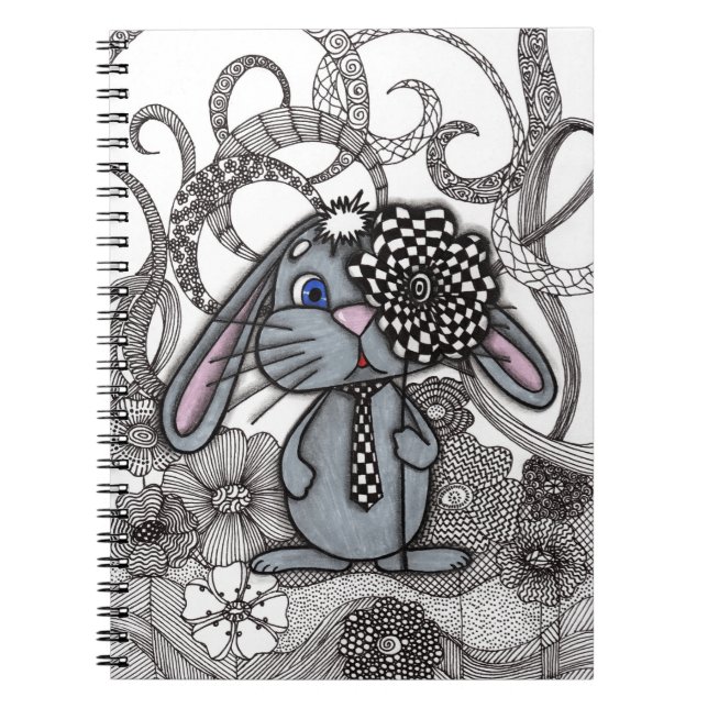 Conejo Bunny Zen Doodle Cuaderno Espiral No (Frente)