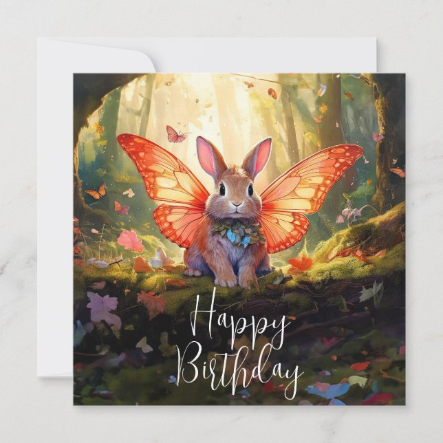 Conejo caprichoso bosque encantado Feliz Cumpleaño (Anverso)