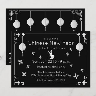 Conejo chino de año nuevo con origami, invitación